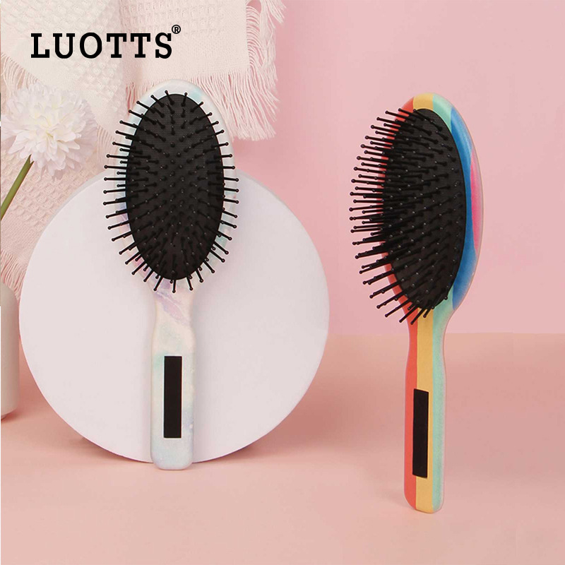 LUOTTSForeign Trade Oval Printed Air Bag Comb Household Hair Smoothing Air Cushion Comb Hair Styling Plastic Comb