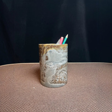 天然奇石广西草花石笔筒摆件观赏客厅玄关办公室装饰品送礼佳创意