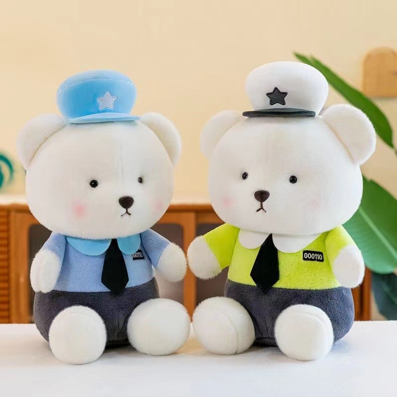 Douyin's Same Traffic Police Cycling Bear Doll Police Teddy Bear Claw Machine Plush Toy Doll Event Police Bear