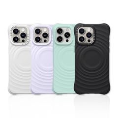 caseti联名纯黑白色波漾液态硅胶保护壳MagSafe磁吸适用iPhone16p