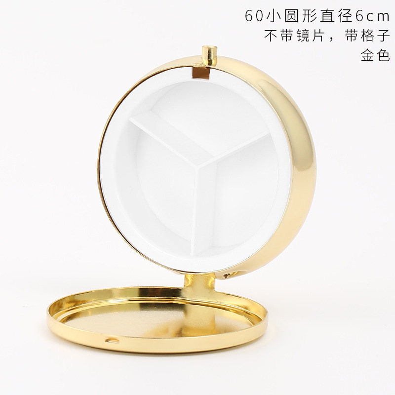 丸い三格の金属の薬の箱の小さい鏡の多格のハート型の四角形は携帯して簡単な錠剤の箱の創意のキャンディーを持ちます。|undefined