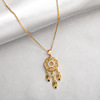 Advanced necklace, zirconium, golden chain for key bag , high-quality style, cat's eye