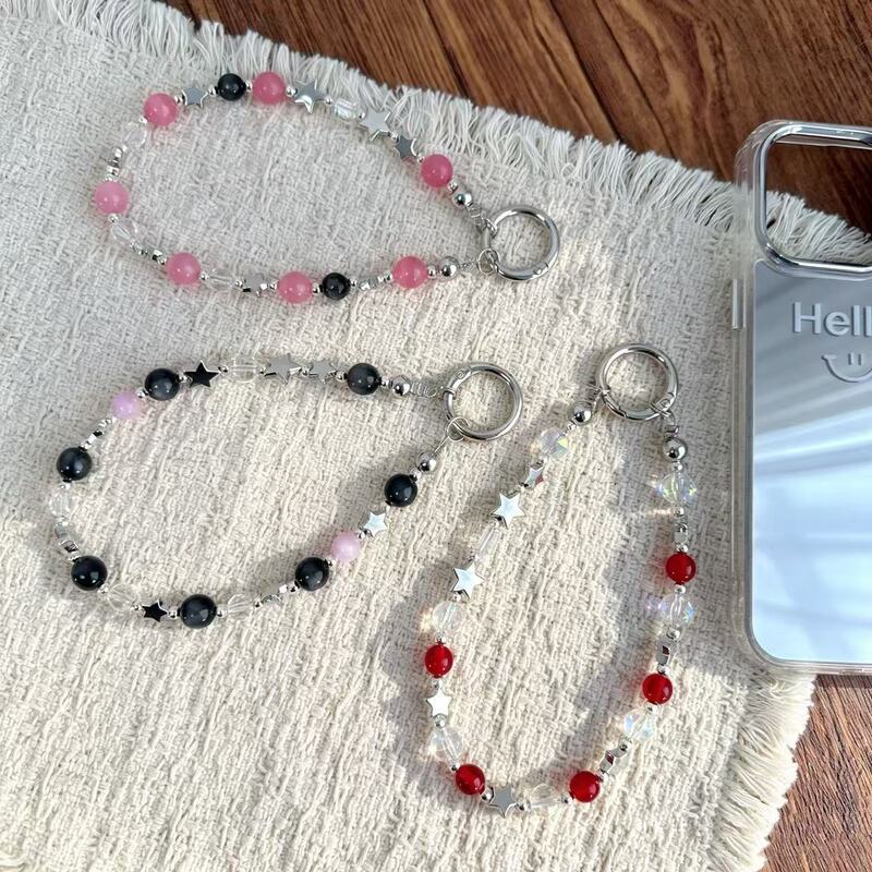Sweet and cool style star silver jewelry beaded phone chain silver five-pointed star phone lanyard keychain bag charm wholesale Sweet and cool style star silver jewelry beaded phone chain silver five-pointed star phone lanyard keychain bag charm wholesale