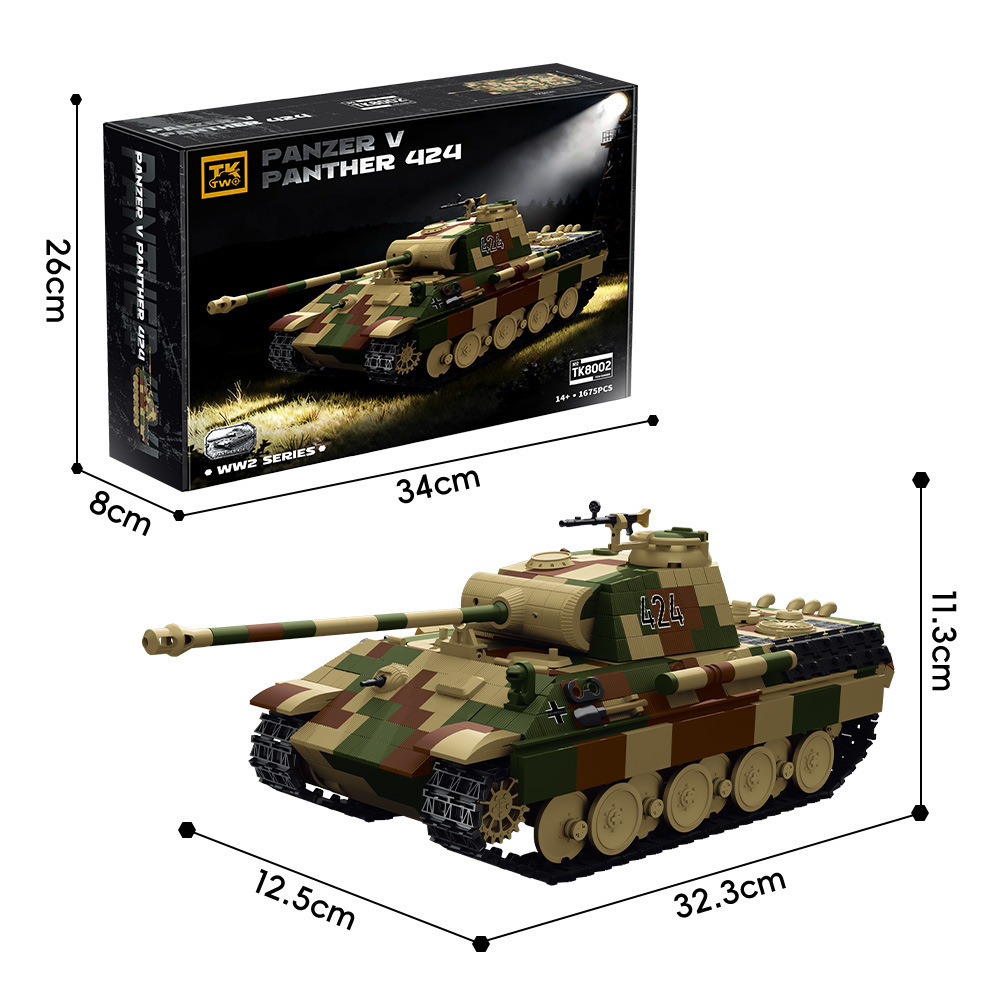 Compatible con la serie TK2 transfronteriza de la Segunda Guerra Mundial de alta militar tigre leopardo modelo de tanque pesado juguetes bloques de construcción al por mayor