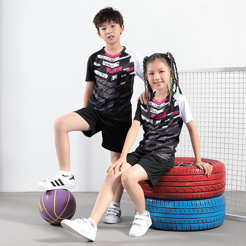 Children's badminton sportswear quick-drying set, kids' table tennis shirt short-sleeved set, cost-effective training team tennis outfit