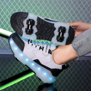 Four-Wheel Heelys Shoes, Children's Roller Skates, Wholesale Boys' Colorful Luminous Skates, Girls' Student Sports Roller Skates
