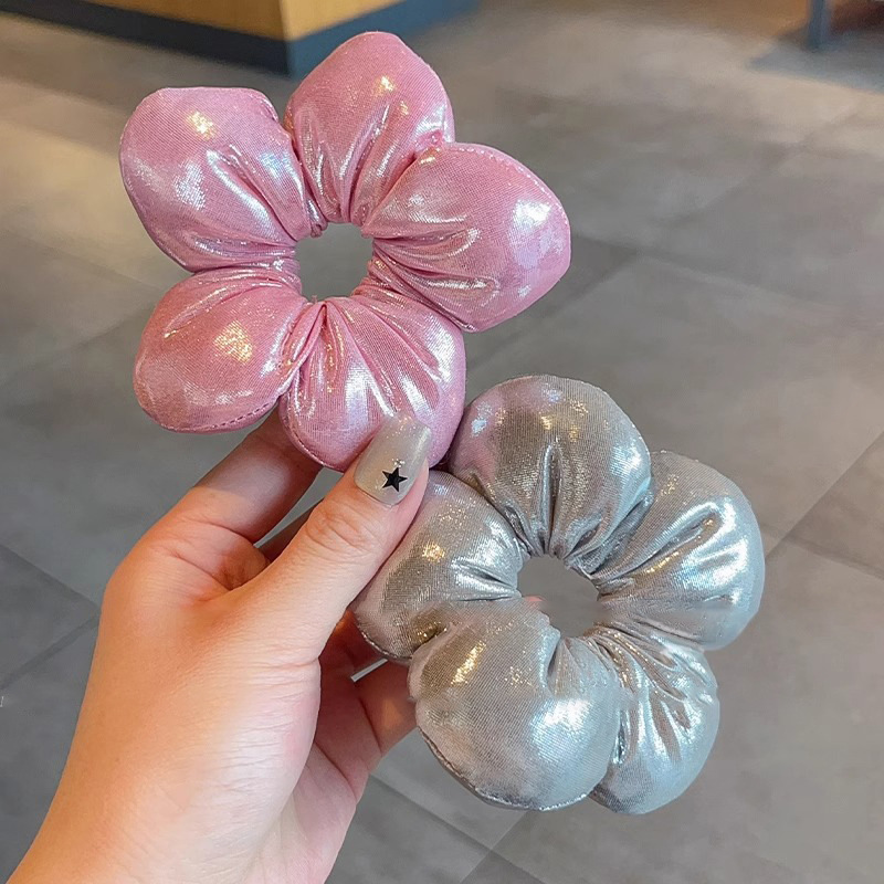 Primavera y verano para niños coreanos, algodón, cola de caballo, cuerda para la cabeza, tela para padres e hijos, flor de cinco pétalos, anillo para el cabello, sombrero de círculo de intestino grueso