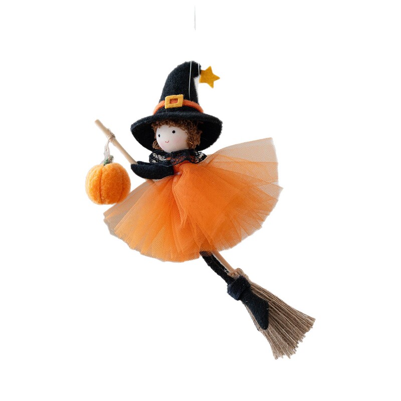 国境を越えた新しいハロウィン装飾ほうきガールエンジェルペンダントカボチャガール人形装飾シーンドレスアップ|undefined