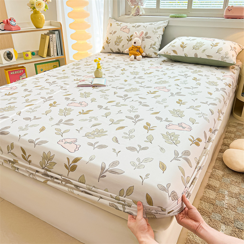 2025 primavera y verano nuevo producto sábana de algodón juego de tres piezas para estudiantes con funda de algodón estampada para adultos