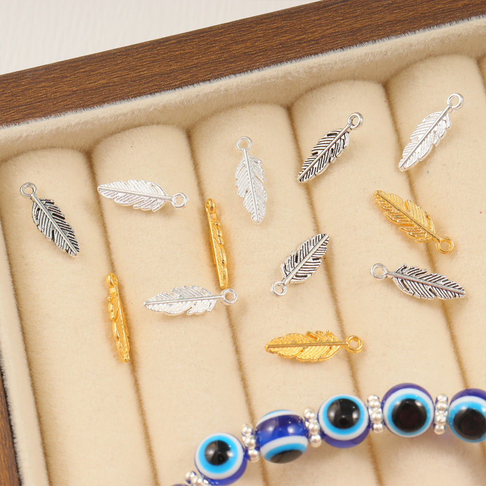 Cross-Border Alloy DIY Feather-Shaped Single Hanging Accessories Hairpin Tassel Accessories Bracelet Handmade Beading Material Accessories