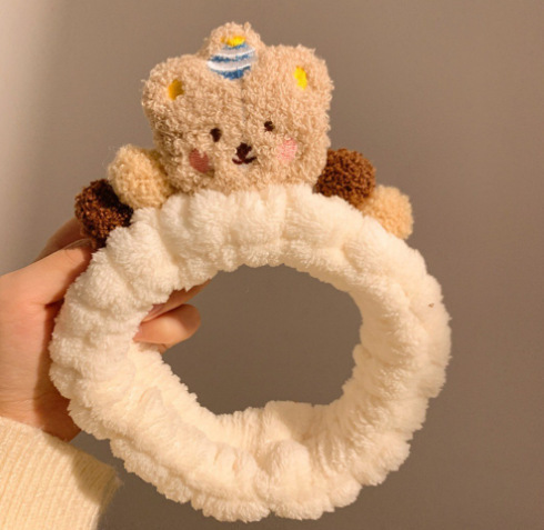 Lavarse la cara cinturón de cabello lindos de peluche para la mujer lavado y máscara especial de agujeros de cabello cinturón de cabello brazalete