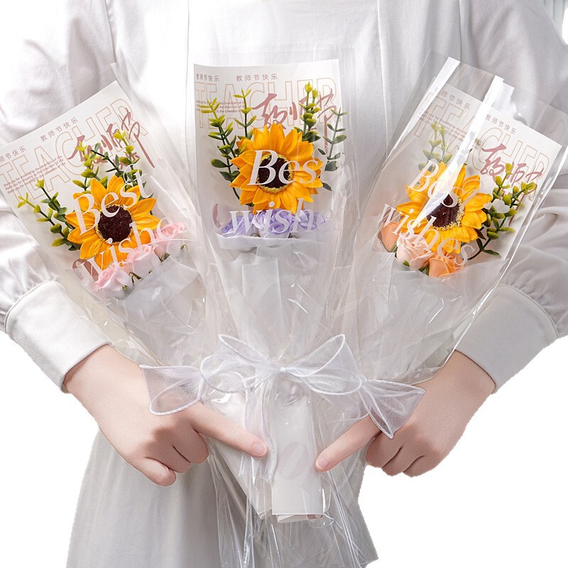 教师节礼物向日葵成品花束送女老师幼儿园小学香皂花玫瑰创意礼品|undefined