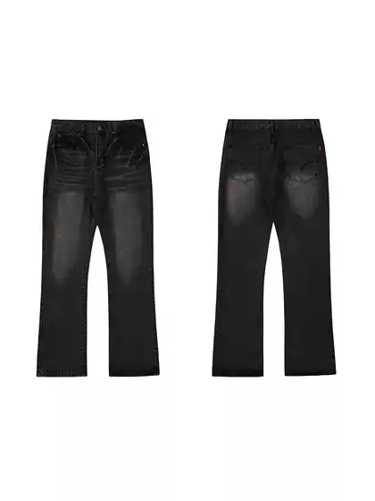 cleanfit517 Retro Lightning Crack American Style High Street Straight Micro Denim Trousers
