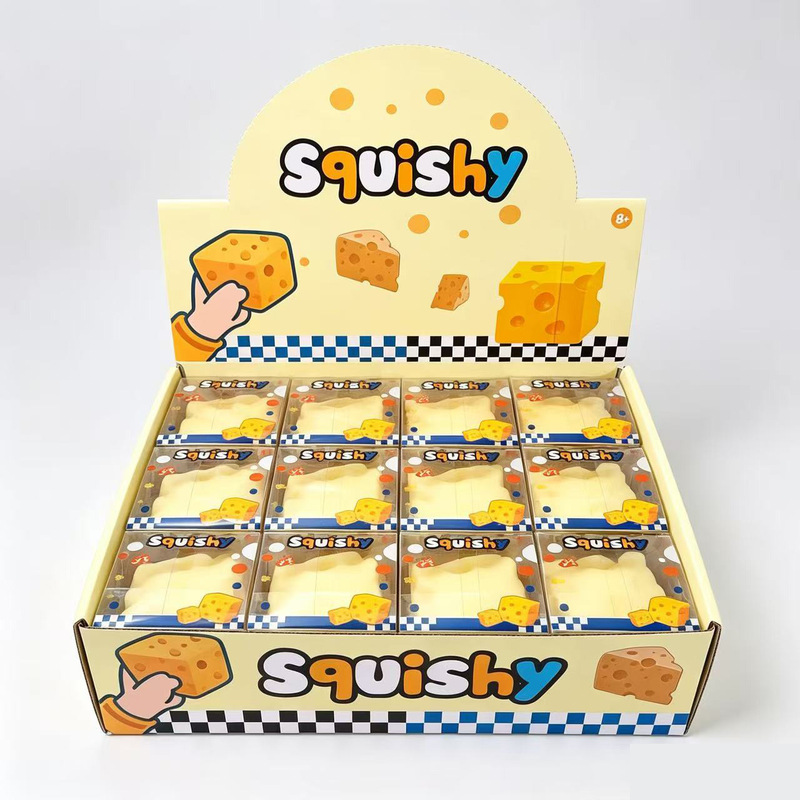 Cross-border bestseller: Square cheese-shaped Vaseline squishy toy, boxed food toy, creative stress-relief gadget Cross-border bestseller: Square cheese-shaped Vaseline squishy toy, boxed food toy, creative stress-relief gadget
