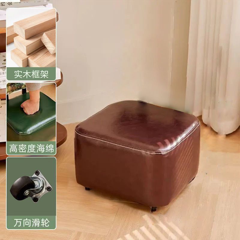 滑車、ローチェア、ユニバーサルホイール、家庭用スツール、中古無垢材回転スツール、リビングルームの靴交換用背もたれソファ|undefined