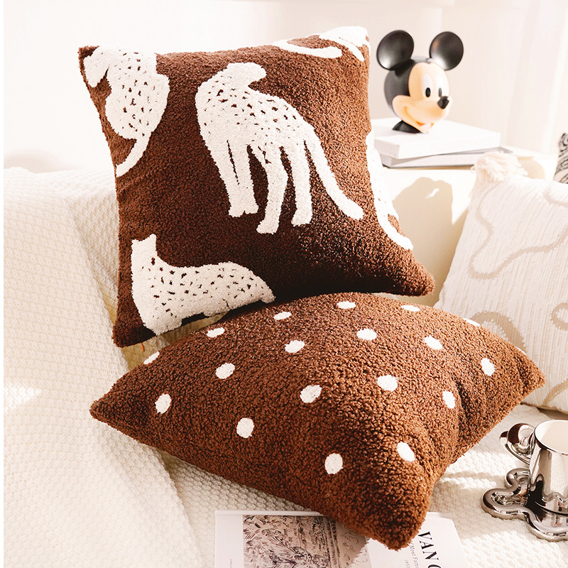 Sofá marrón francés almohada funda de almohada lujoso ligero simple sala de estar cama ventana flotante almohada cojín de almohada núcleo