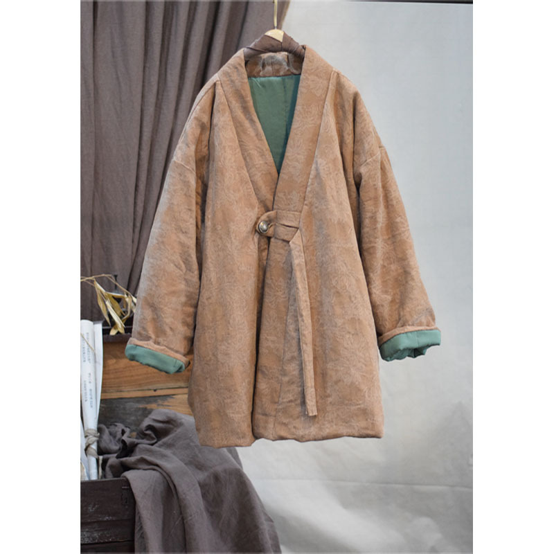 オリジナルの新しい冬の洗水麻綿は古いジャカードのレトロな国風漢服を磨いて保温綿服を改良します。23068