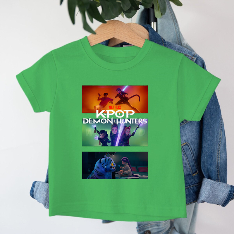 クロスボーダー KPop デーモンハンターデーモンハンターグループプリントコットン Tシャツ夏のファッション子供カジュアル半袖|undefined