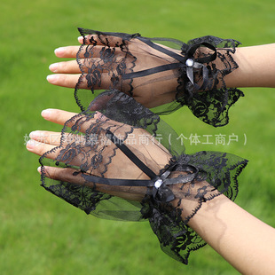 Bride Wedding Lace Wedding Gloves Short Bow French Beautiful Wedding Dress High-end Decorative Hand Sleeve