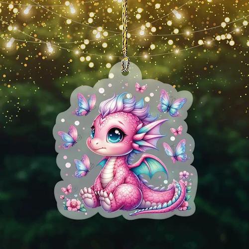 Cross-border new acrylic flat pink dragon pendant