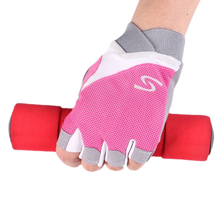 Hombres y mujeres guantes de fitness nueva yoga bicicleta deportes al aire libre ciclismo transpirable fino sol-prueba medio dedo guantes