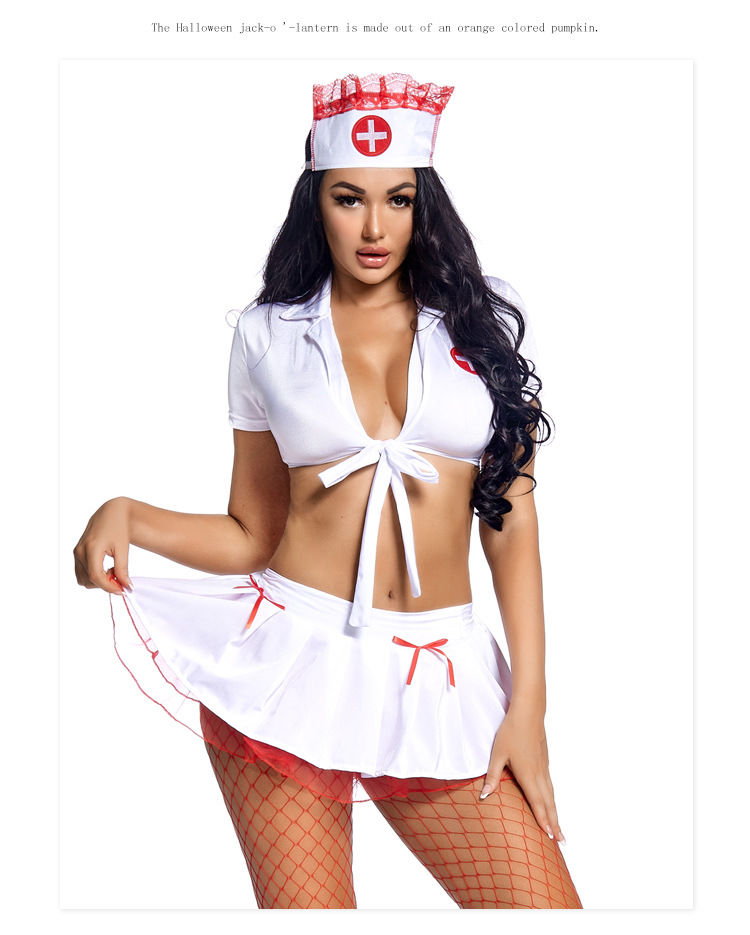 White Split Bandage Low-cut Fishnet Stockings Nurse Uniform Wholesale Nihaojewelry display picture 7