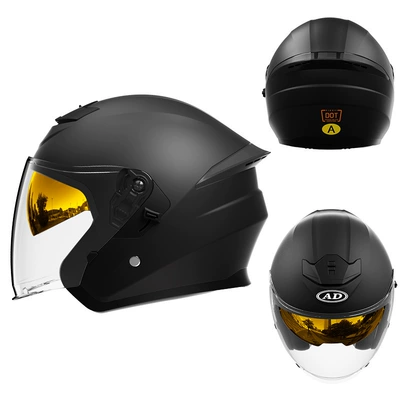 Motorcycle Safety Supplies — Certified Men's and Women's Motorcycle - matte-black-built-in-gold-plated-mirror-hd-mirror-m57-58-head-circumference