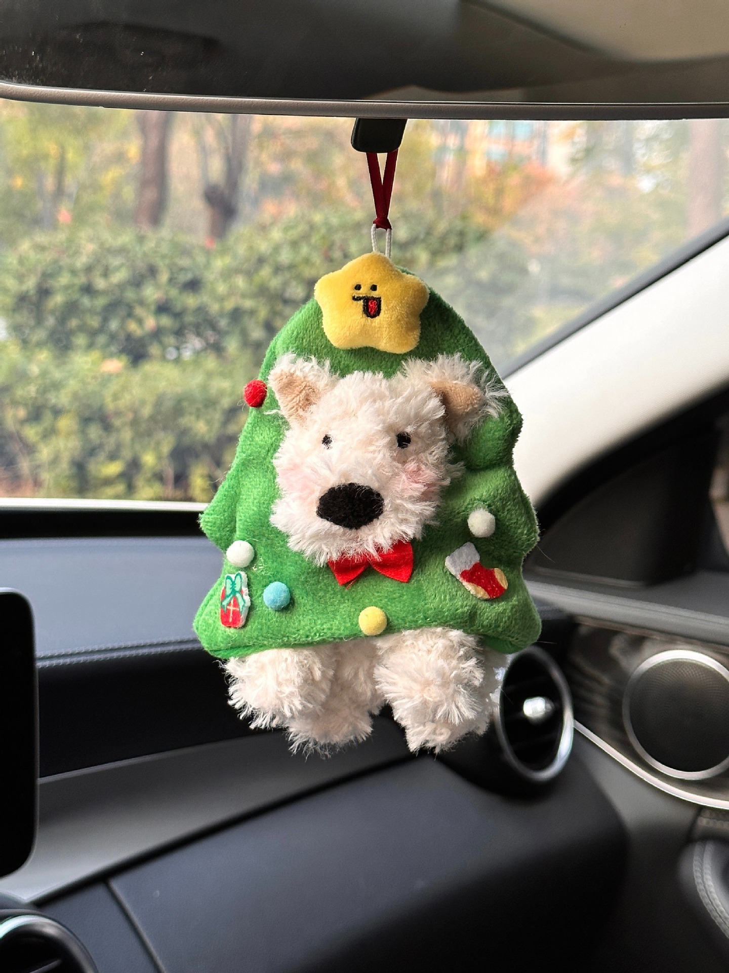 Adornos de la pantalla de control central del automóvil West Highland lindo perro en el automóvil, accesorios de decoración para niñas para muñecas Tesla