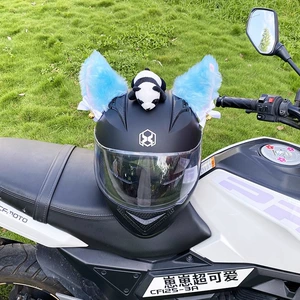 Motorcycle Helmet Decoration Plush Creative Blue Cat Ear