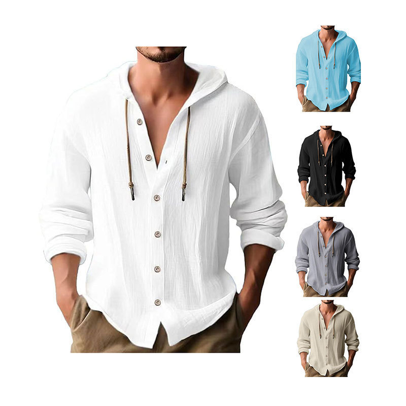 Russian E-Commerce Men's Cotton and Linen Hoodie Long-Sleeved Button-Down Shirt Casual Hawaiian Beach Yoga Sweatshirt Russian E-Commerce Men's Cotton and Linen Hoodie Long-Sleeved Button-Down Shirt Casual Hawaiian Beach Yoga Sweatshirt