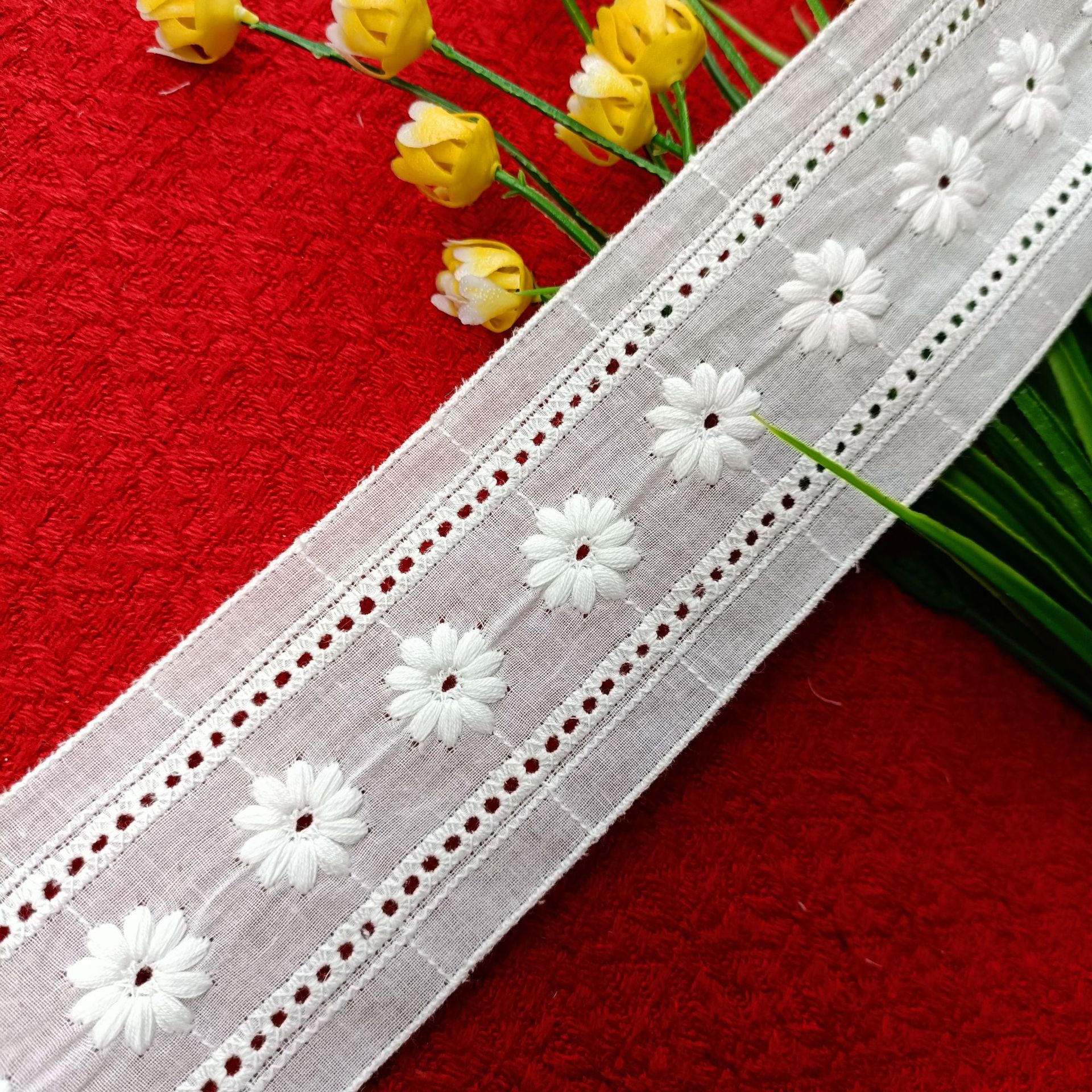 大量现货棉布条码花边棉线绣花条码镂空花边辅料棉布刺绣花边棉水