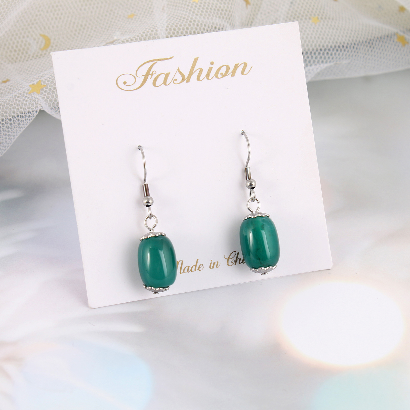 Simple Style Geometric Agate Plating Drop Earrings 1 Pair