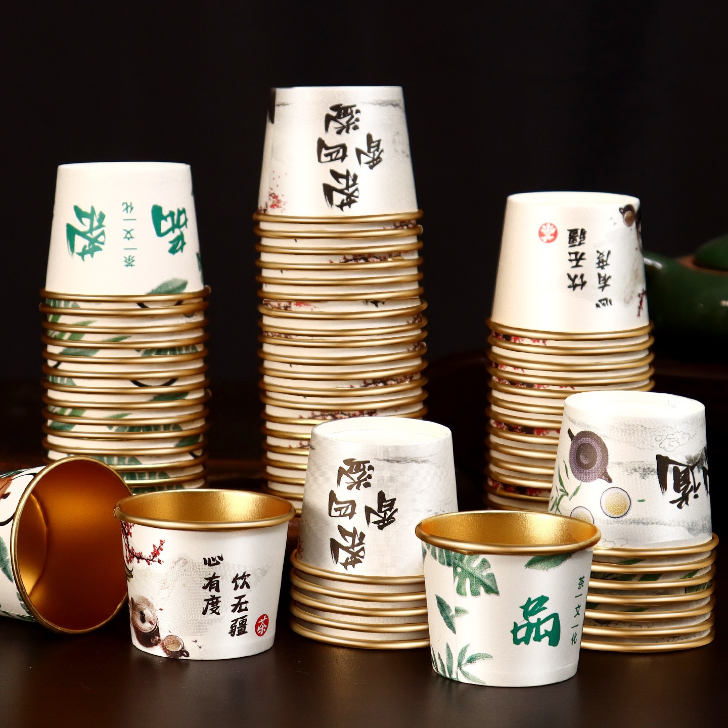 Disposable paper cups, small kung fu tea cups, mini paper cups for drinking tea, serving guests, food-grade small tea cups