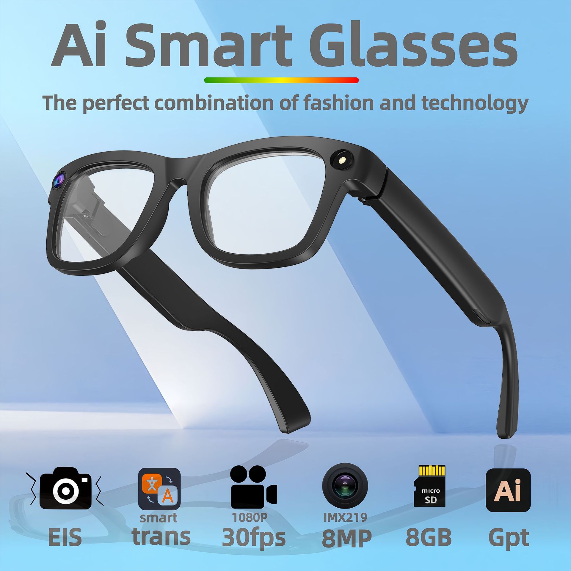 Factory Direct Supply of Smart Glasses with Anti-Shake Photography, Video Recording, Simultaneous Translation, Conversation Translation, Bluetooth Calling, and Ai Glasses