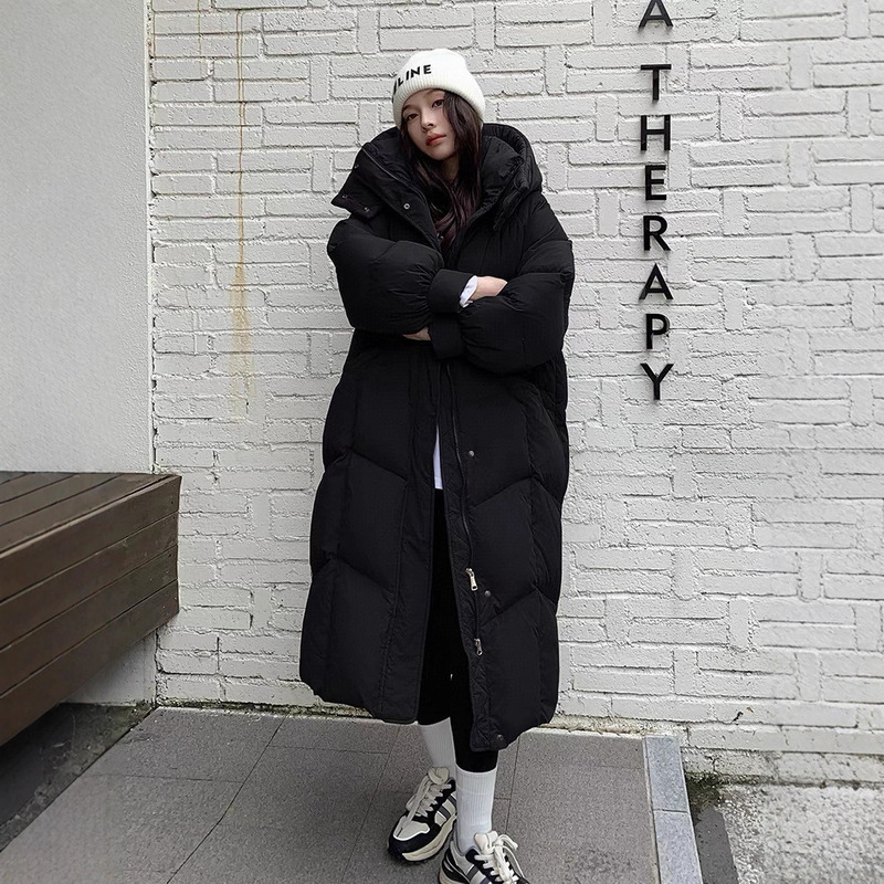 Manufacturer's Thickened Long down Jacket for Women, Over-The-Knee, 2024 New Korean Style, Loose Fit, White Duck Down, Winter Puffer Coat