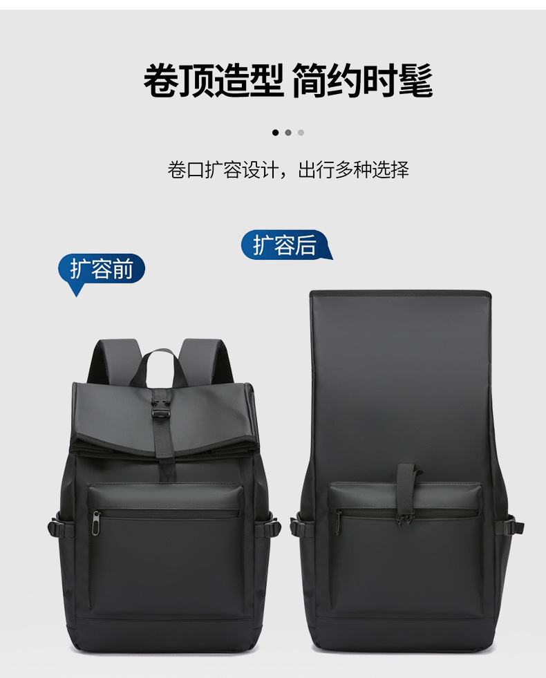 Cross-border simple and large-capacity backpack for men, high-end and stylish college student schoolbag, fashionable and casual business travel backpack undefined