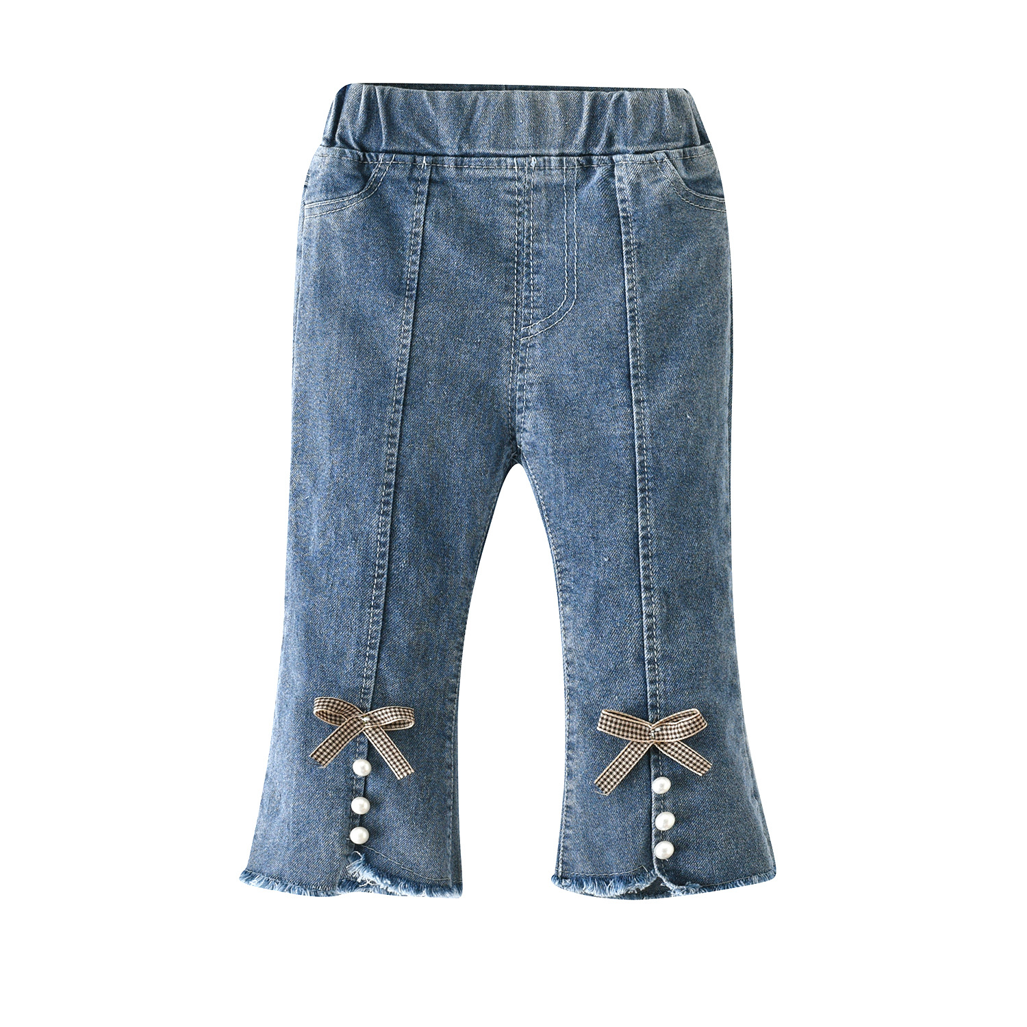 Pantalones vaqueros de niña 2024 primavera nuevos pantalones pierna con cuentas arco bebé femenino primavera y otoño Internet Celebrity pantalones a juego image 6