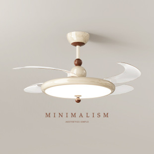 Cream Medieval Invisible Fan Lamp Italian Restaurant Ceiling Lamp Bedroom High Fashion Full Spectrum Led Eye Protection Lamp
