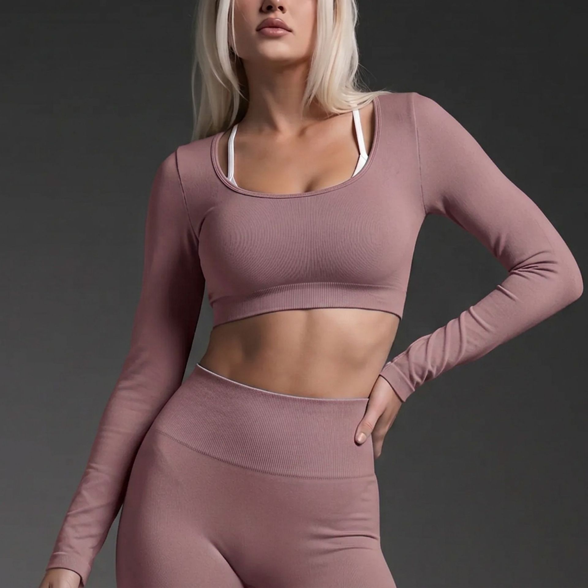Sujetadores deportivos al aire libre sin costura transfronterizos en Europa y los Estados unidos, pantalones cortos de manga larga al aire libre, ropa de fitness de secado rápido, traje de yoga