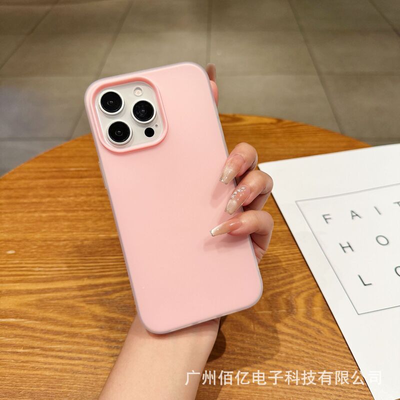 Apple 17 携帯電話ケースに適したツーインワン新しいゼリー大穴携帯電話保護カバー 16PRO ソリッドカラー落下防止|undefined