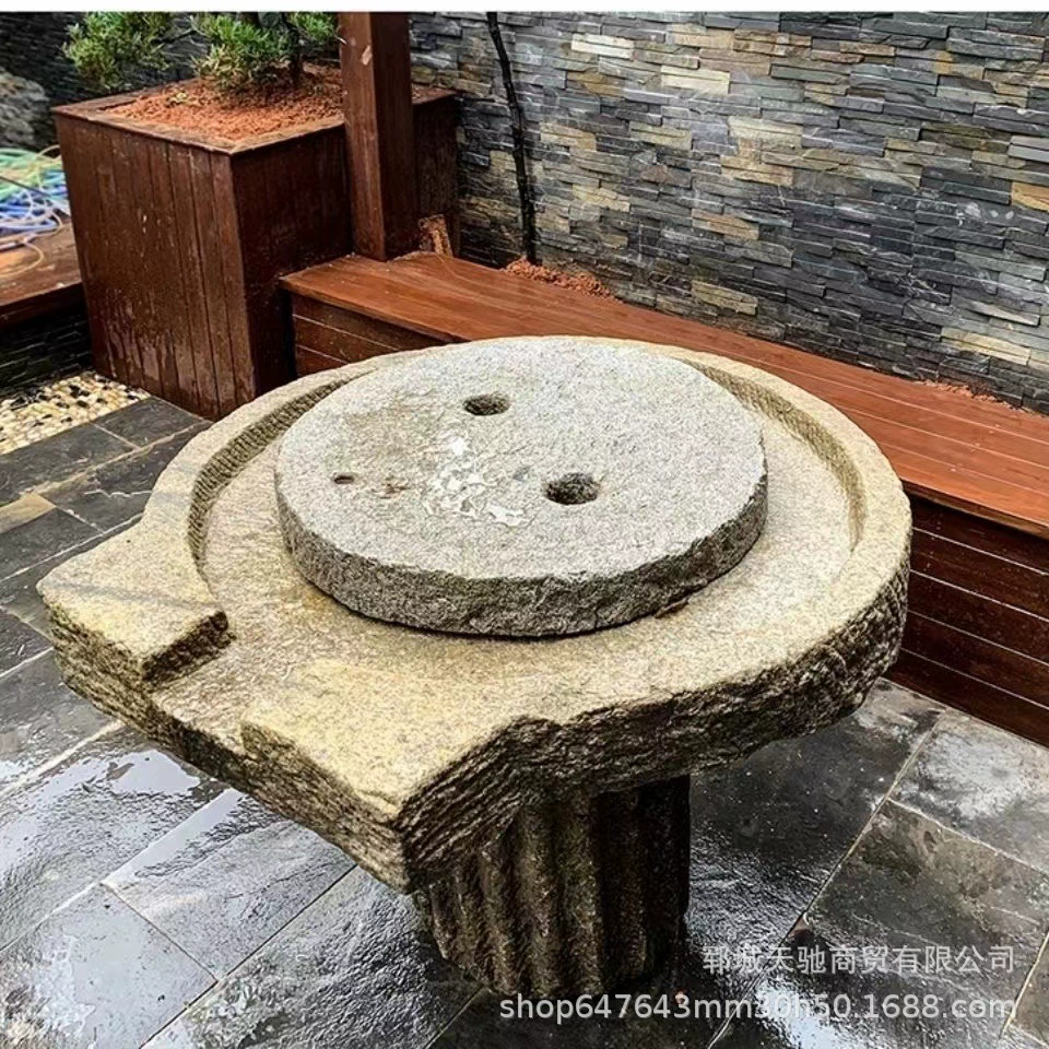 Каменный поднос для чая, каменный стол, старый каменный пирс, различные старые предметы, керамическая посуда оптом, садовый пейзаж, старый поднос для шлифования, чайный столик, чайный столик