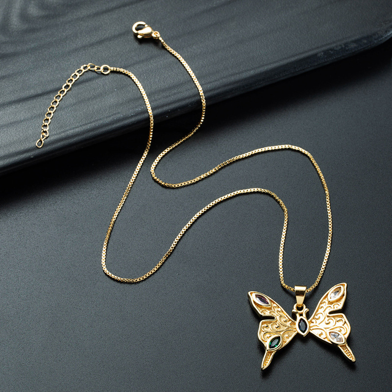 Nihaojewelry wholesale jewelry fashion hollow butterfly pendant copper goldplated necklacepicture6