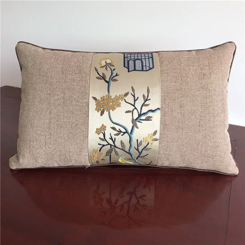 Офисная поясничная подушка, новая поясничная подушка для дивана в стиле шинуазри, простая поясничная подушка, прямоугольная мебельная подушка из цельного дерева