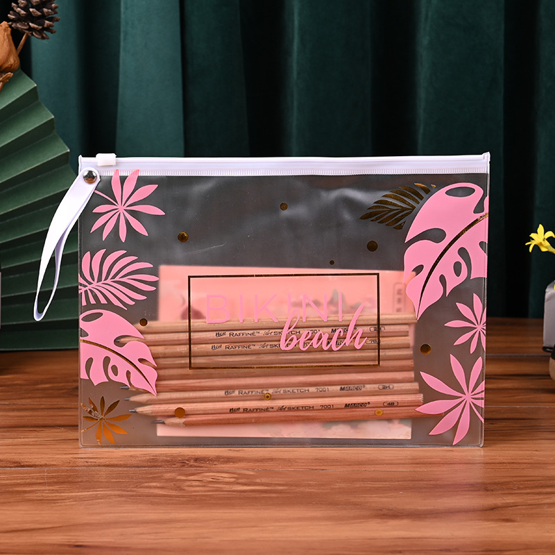 PVC铅笔拉链袋学生考试PVC印花收纳袋塑料密封拉链笔袋密封防水