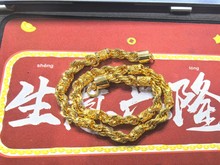 爆款沙金麻花镂空龙项链男士黄铜镀金台湾款仿金麻绳链子直播货源