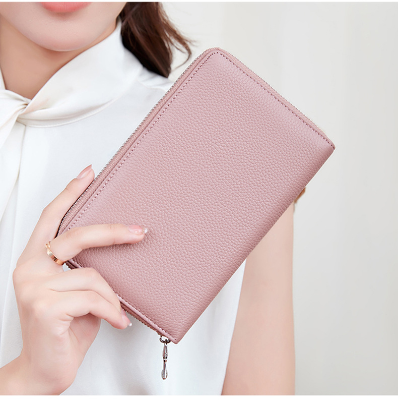 Gepäck & Taschen Oberschicht Rindsleder RFID Reisepasstasche Reißverschluss lange Passbuchtasche multifunktionale Dokumententasche große Kapazität echtes Leder Clutch_voghion.com