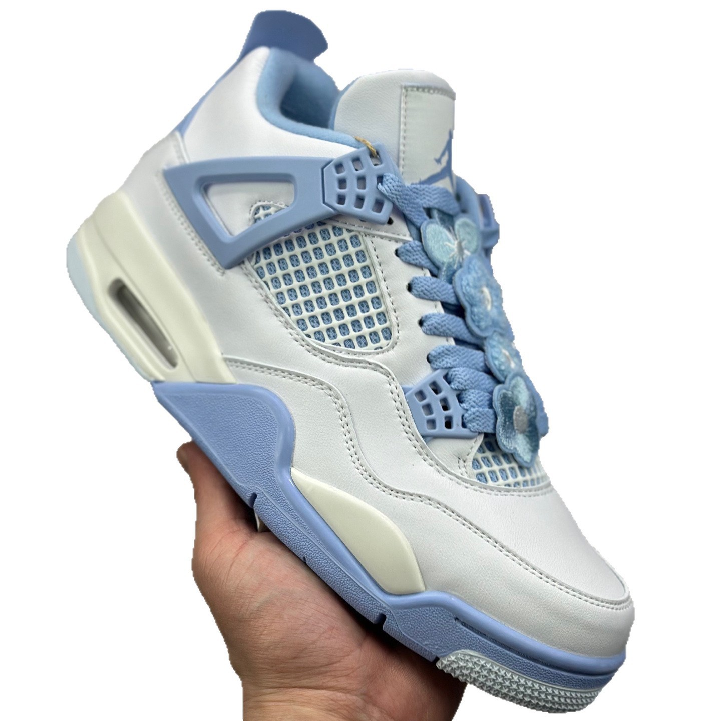 Zapatos de baloncesto puros original aj4 zapatos de baloncesto para hombres Joe4 zapatos deportivos casuales de mujer zapatos de flores azules y blancos