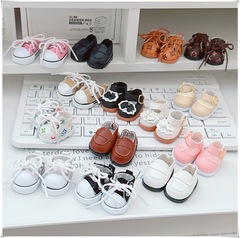 17 センチメートルラブブ labubu ベビー服 10 センチメートル綿人形 3 歳黒、白のキャンバスシューズレースアップ布靴