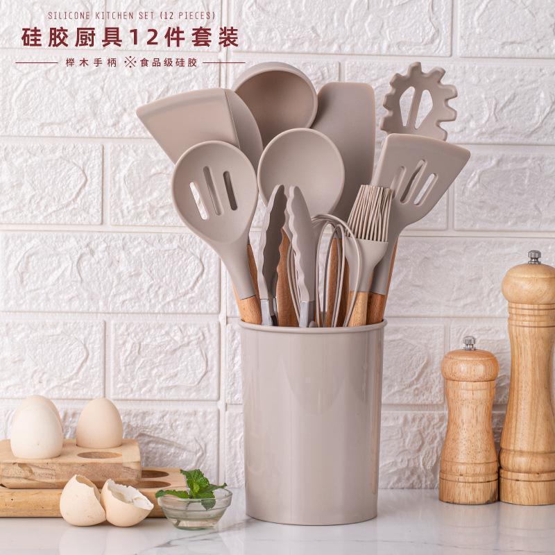 木柄硅胶铲子不粘锅专用锅铲家用炒菜铲勺子耐高温厨具套装|undefined