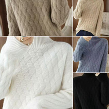 跨境女装外贸套头针织外套高领韩版宽松慵懒打底毛衣潮流时尚外套